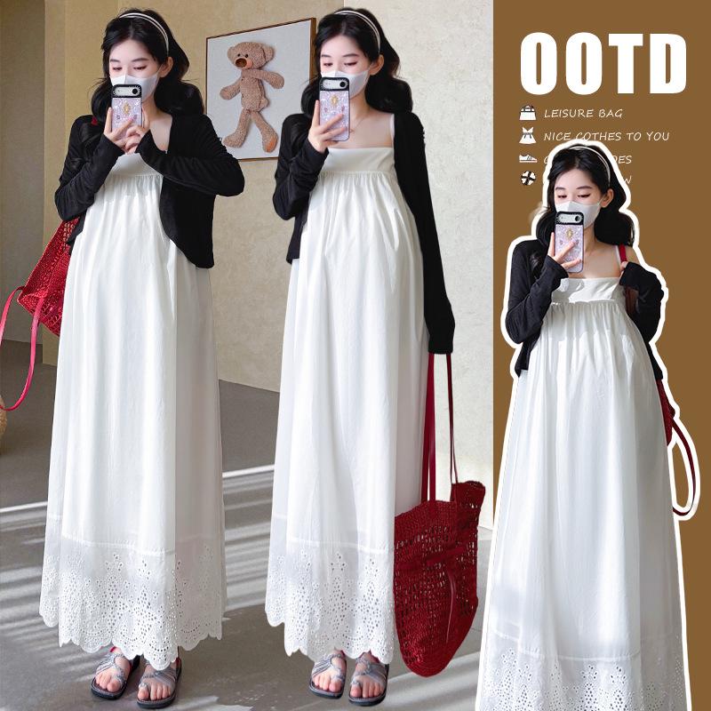 Summer 2026 Plus Size Maternity Off-Shoulder Dress & Sun Protection Cardigan Set XL