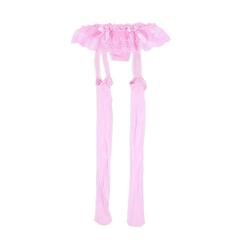 Panties With Built-In Garter Belt912Shiny Silky Sexy Long Tube Pure Desire Horse Oil Stockings With Penis Sleeve Unisex