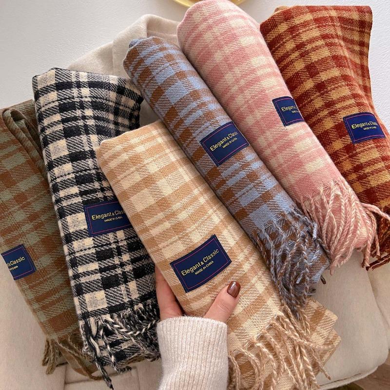 Autumn and winter new versatile scarf women's thickened woven thick beard fringed warm scarf imitation cashmere shawl