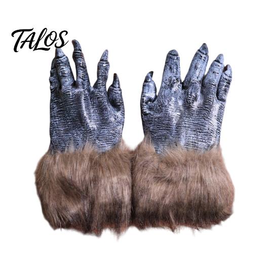 Werewolf Claw Gloves Realistic Claws Gloves, Furry Black Wolf Paw Costume Headgear, Halloween Non-falling Decoration Beast Animal Props for