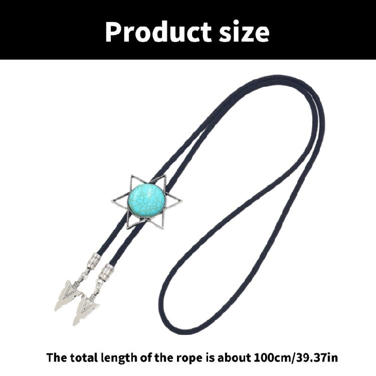 Unique Hexagram Necktie Braided Cord Alloy Engraving Stone Charm Neck Jewelry Tie Unisex Necklace Rodeos