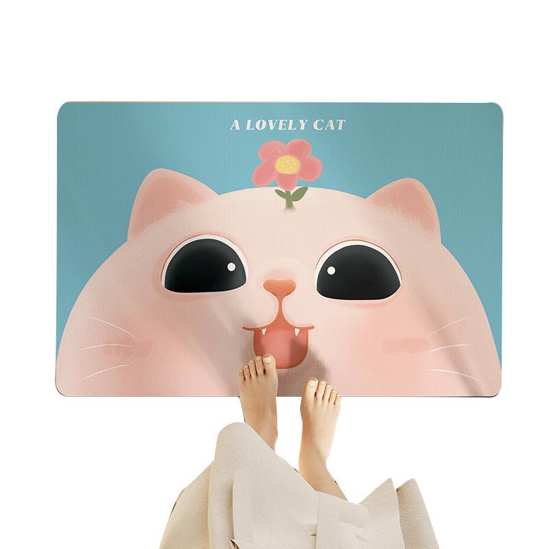Cartoon Docat Household Water Absorption Diatom Mud Floor Mat Wear-resistant Rectangular Bathroom Bathroom Toilet Carpet Mat