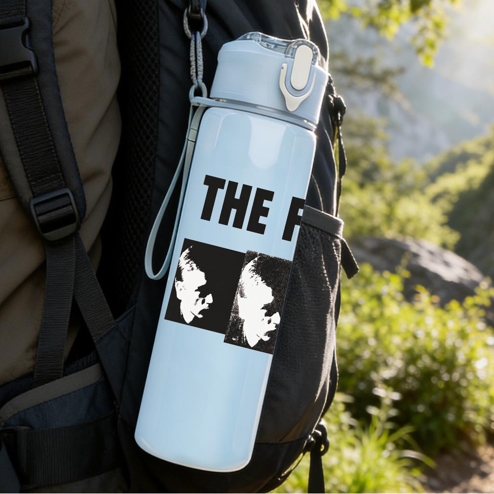 1PC The Fall Band Dark Collage Print 750ml Colorful Plastic Sports Water Bottle Leakproof Pop Up Lid with Straw for Outdoor Work Home Use