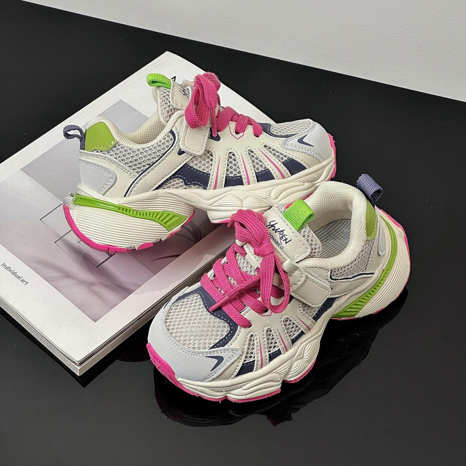 

2025 весна новая детская спортивная обувь универсальная обувь для мальчиков для улицы нескользящие кроссовки для бега для девочек обувь папы 37 inner length 23cm