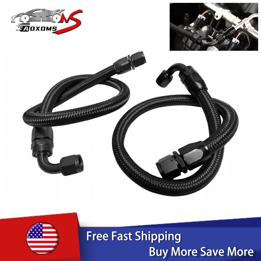 Black Fuel Hose Oil Fuel Gas Line AN6-AN8-AN10 Nylon Braided Stainless Steel