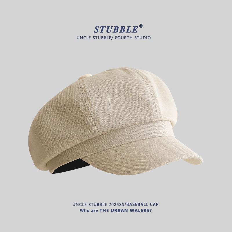 

Spring Summer Cotton Linen Newsboy Hat Japanese Retro Art Painter Versatile Girls Octagonal Hat Face Showoff adjustable абрикосовый