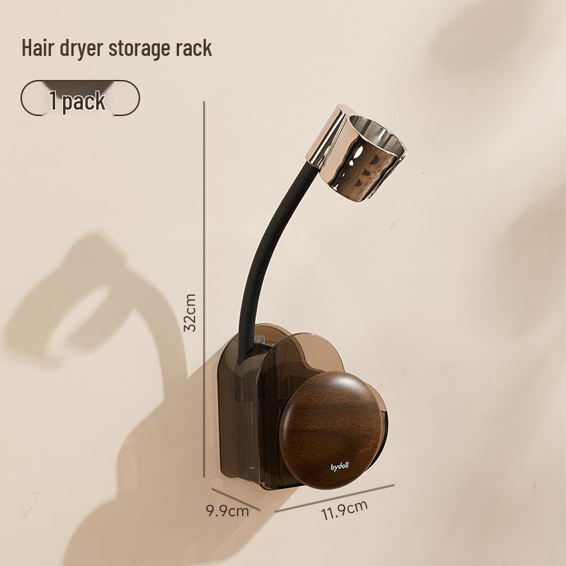 Wall-Mounted No-Punch Hair Dryer Holder & Storage Rack