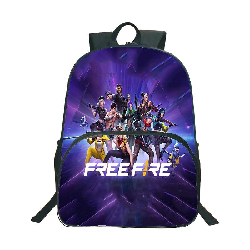 Shooter-Spiel Free Fire 3D-Druck Rucksack Junge Mädchen Lässige Schultasche Schüler Wasserdichter Rucksack Cartoon-Muster Rucksäcke