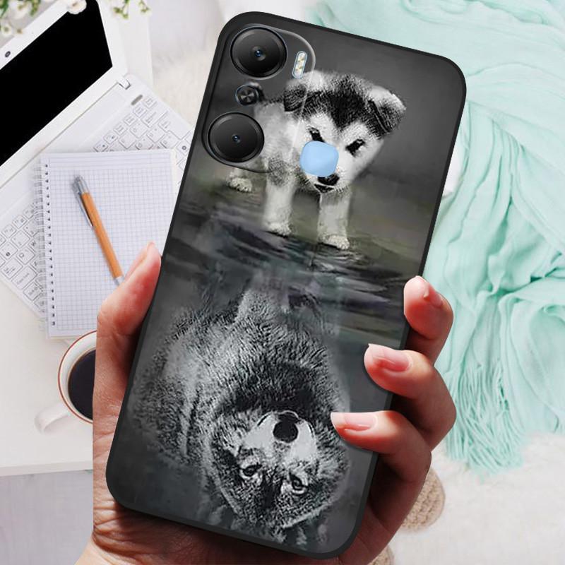 For Infinix Hot 12 Pro Case Black Cover Lion Wolf Silicone Soft Back Cases For Infinix Hot 12i Hot12 Pro / Hot 20 5G Case Shell