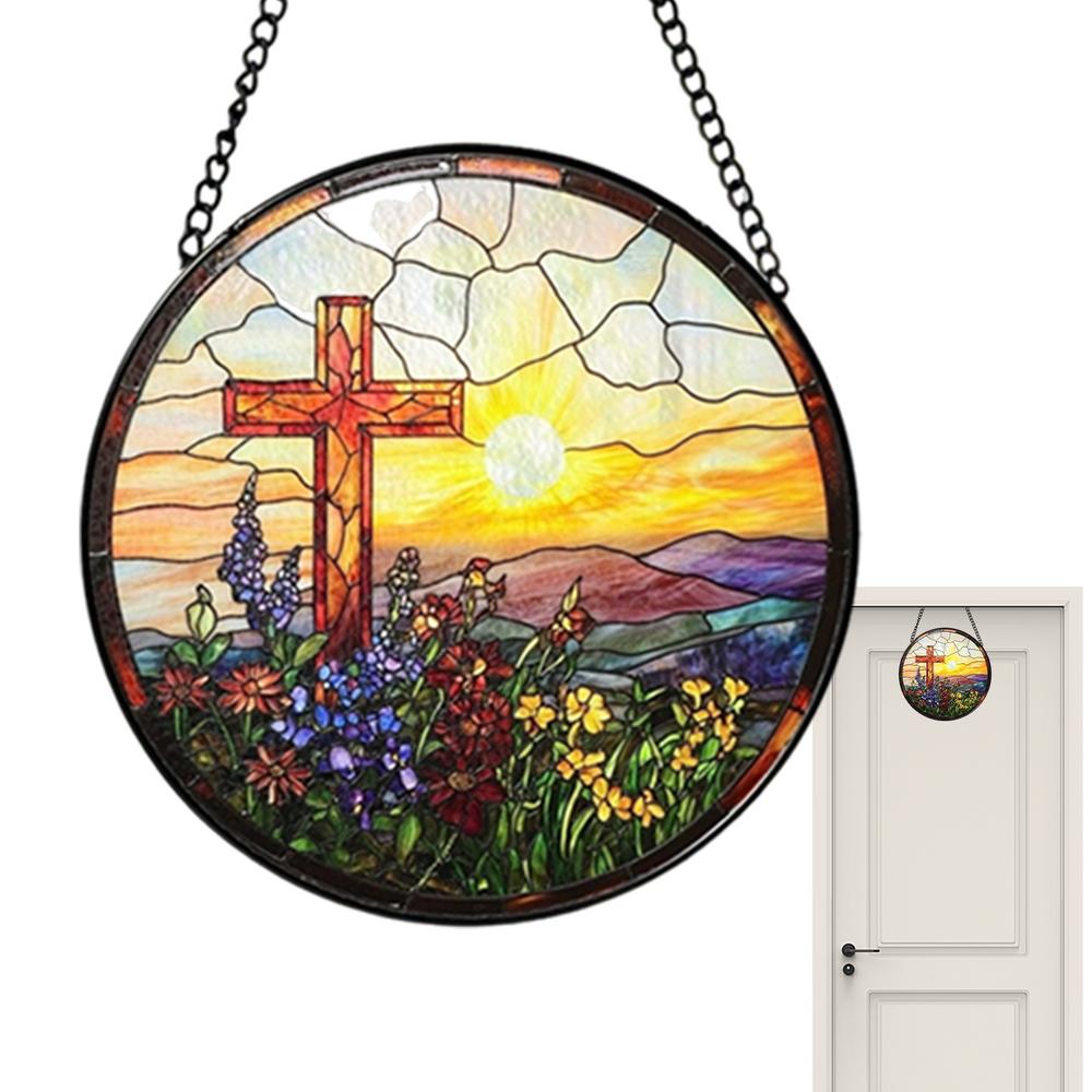 Flower Suncatchers Christian Acrylic Sun Catcher Stained Hangings Religious Home Decoration Flower Design For Window Wall Door