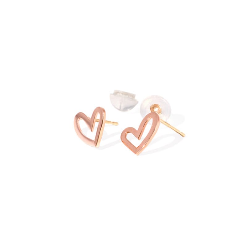MAYBETOI 14k Mini Heart One-Touch Earrings (2 Types)