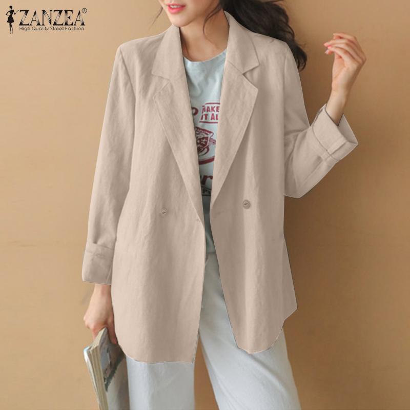 

ZANZEA Женщины Повседневный откидной воротник с длинным рукавом Кардиган Блейзер Верхняя одежда