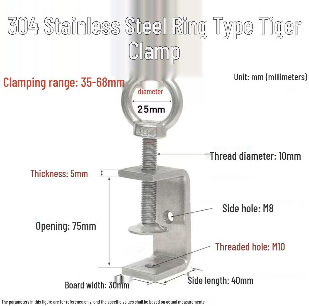 304 Stainless Steel Hand-Tightened U-Type/C-Type Pipe Clamp Fixture