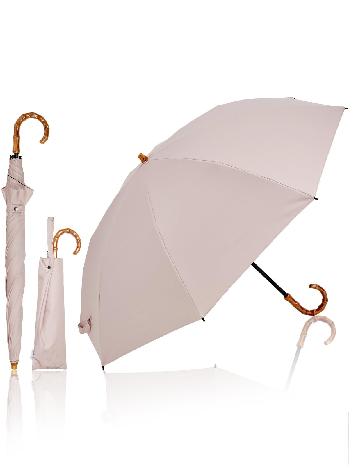 

KIZAWA Folding Silky Gloss Reverse Long Light Full Heat Heat Parasol, Two-Tier, Fabric, Fold, Umbrella, 100% Blocking, Foldable, Blackout,