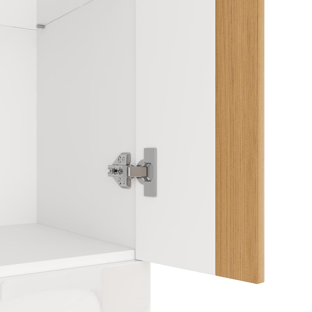 Vetrina Armadio Alto con Porta in Vetro, Illuminazione LED con Controllo App, Telaio in Alluminio, Mobile per Soggiorno, Armadio Contenitore con Ante