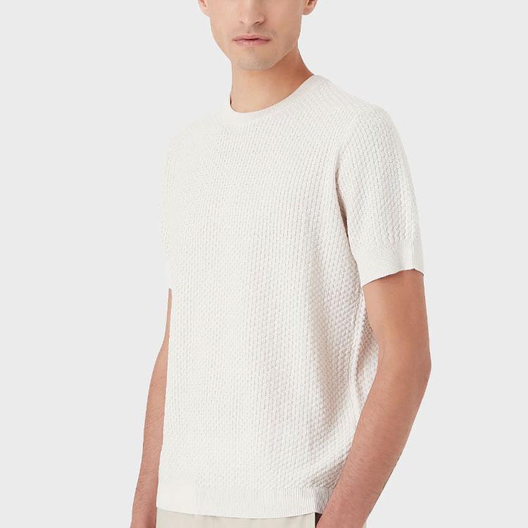 Emporio Armani FW22 Solid Color Crew Neck Pullover Sweater Men Sweater White 6L1MY11-MF1Z1-0103
