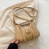 Simple Solid Color Gold Buckle Decoration Women Casual Shoulder Bag For Daily