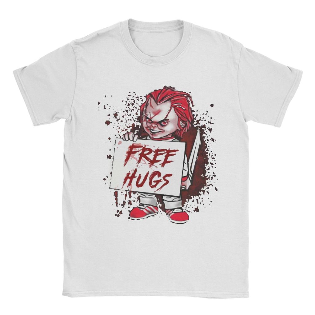 Friends Till the End Tshirt Men's 100%Cotton Tops Shirts Ullzang 80s Scary Horror Good Guy Chuckys Round Neck Short Sleeve