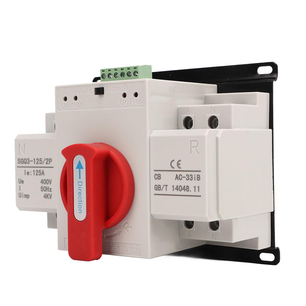 Dual Power Automatic Transfer Switch Red Handle 125A Generator Changeover Switch for Industry 400V