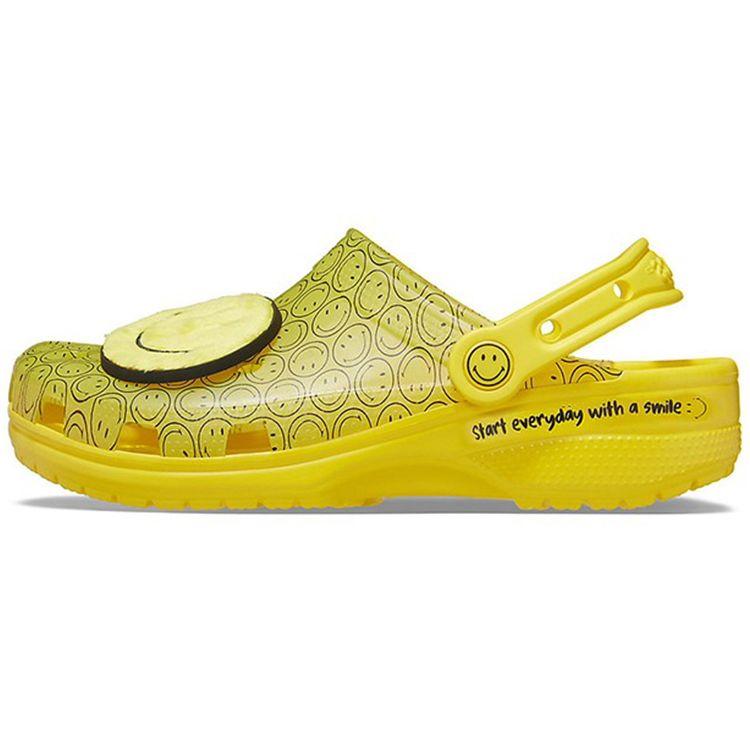 Crocs Smiley X  Smiley Face Pattern Beach Sandals Unisex Sandals Yellow 207213-90H