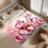 3D Butterfly Rug Pink Floral Design,Modern Home Decor Floral Butterfly Anti-Slip Carpet-Vintage Rug-Colorful Indoor Square Rugs
