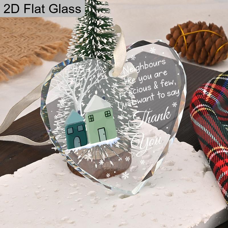 Glass Heart - Shaped Neighbour Ornament, House Design Hanging Keepsake, Ideal Gift for Neighbors, Home Decor,gift for Neighbour Appreciation