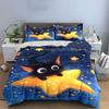 "Starry Night Cat Decor Set" Bedding Set with 1 Duvet Cover 2 Pillowcases Single Double King Queen, Gift