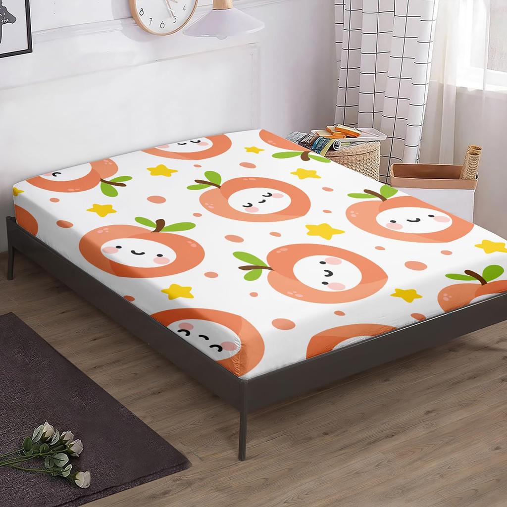 Cartoon apple star pattern bed hat four-piece bedding set bedroom dormitory bedding decoration