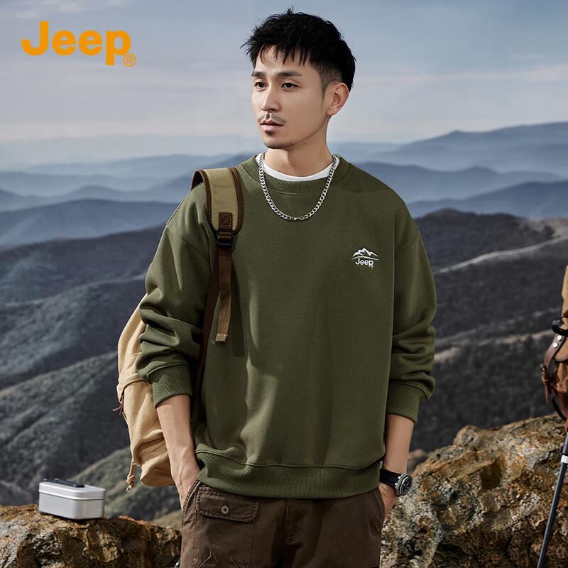 JEEP Men's Casual Loose Fit Round Neck Sweatshirt
