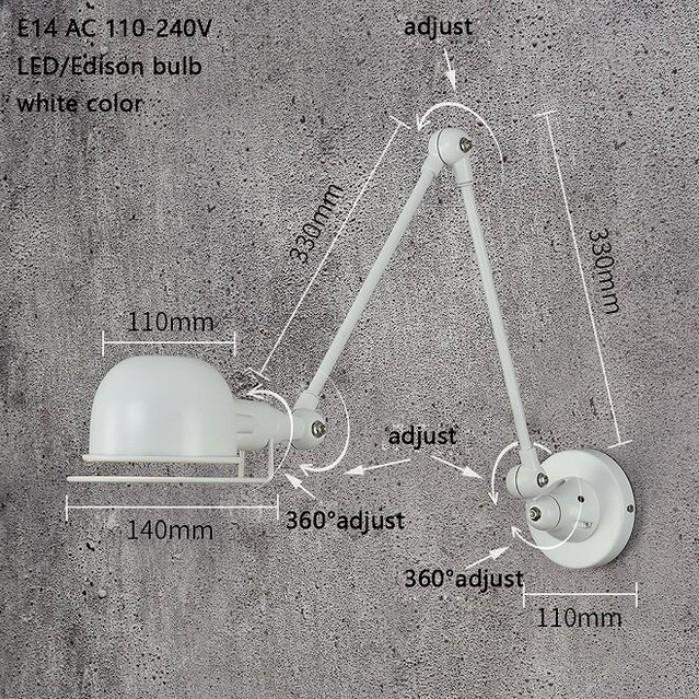 Klasik İskandinav loft endüstriyel tarzı ayarlanabilir Duvar Lambası Vintage aplik duvar ışıkları LED armatür