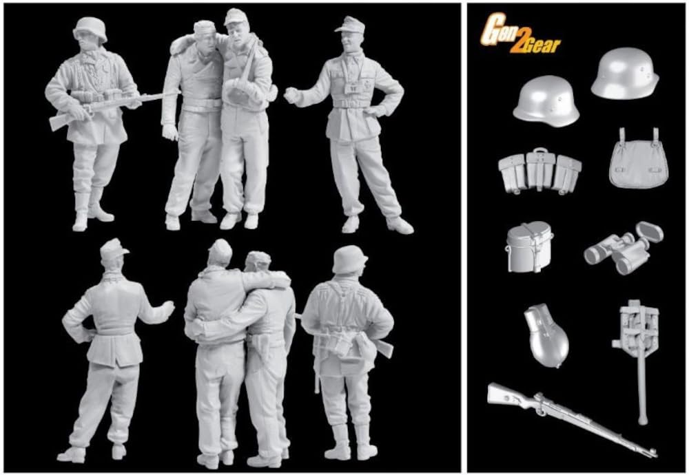 PLATZ Dragon WWII German Army Wounded Soldier and Arnhem 1944 of 4 Gen2 Plastic Model DR6648 1/35 Waffen-SS Panzergrenadier, (Set Figures) (Human)