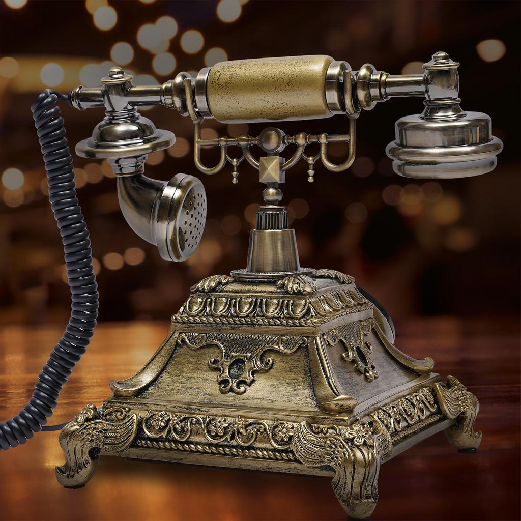 Retro Rotary Phone, Antique-Style Landline with Resin Body and Zinc Alloy Bracket, Perfect for Home, Office, and Cafe Decor