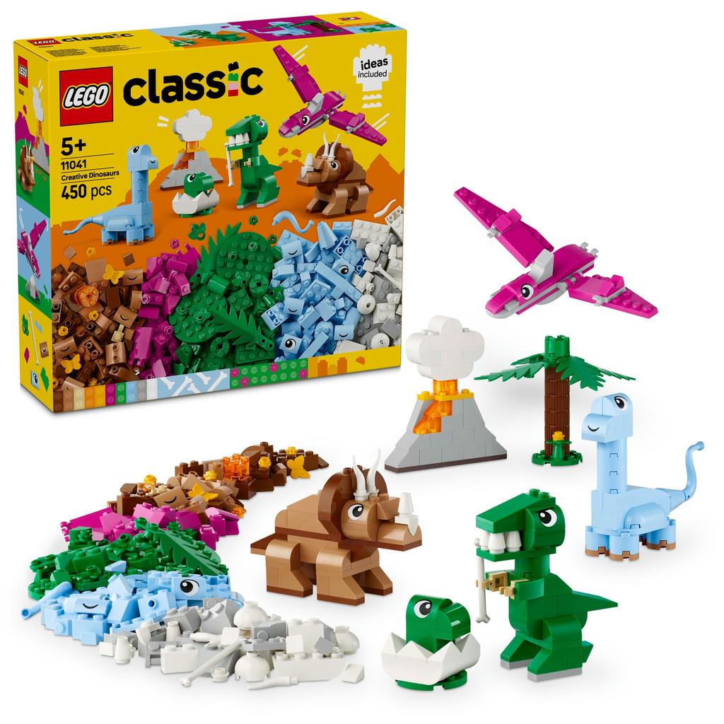 LEGO Classic Build a Dinosaur Toy, Birthday Gift, Educational Building Blocks for Boys and Girls, Ages 5, 6, 7, and 8, 11041