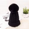 Autumn and Winter Twist Fur Ball Woolen Hat for Women Fashionable Thickened Cold Hat Outdoor Casual Windproof and Warm Knitted Hat for Men