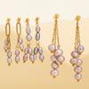 European Baroque Freshwater Pearl Tassel Hoop Earrings, Stainless Steel Gold-Plated, Face-Slimming Ear Jewelry for Women