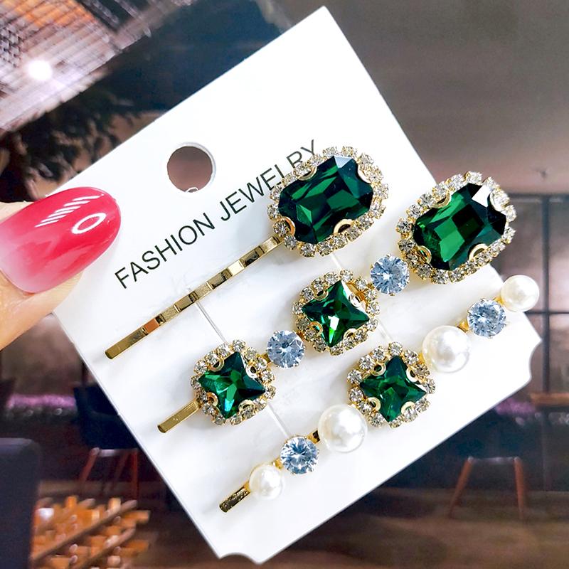 Neues Set Damen Haarspangen Schmuck Mode Kristall Haaraccessoires für Mädchen Luxus Perle Geometrische Haarspangen Nadeln Weihnachtsgeschenk