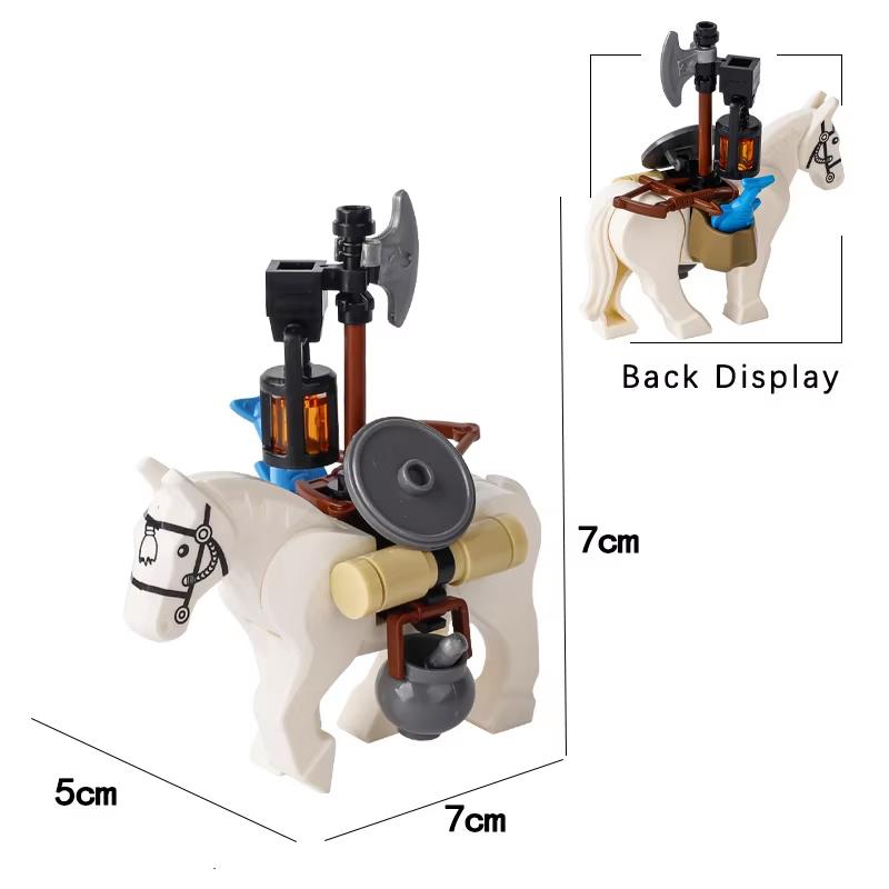 MOC Medieval Scene Building Blocks Military Camp Viking Warrior Soldiers Tent Outpost Pirate Ship Stable Castle Wall Bricks Toy