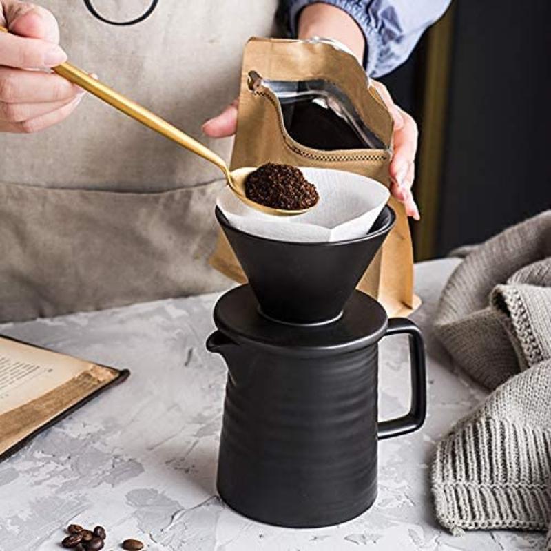 1-2 Cups Ceramic Coffee Dripper Pour Over Coffee Maker Set for V60 Coffee Filter Hand Brew Espresso Pot Coffeeware Teaware