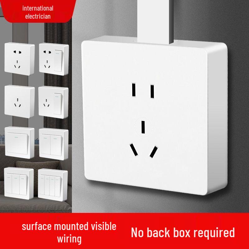 Ultra-Thin One-Way Multi-Control Electrical Surface Switch & Socket Panel with Box