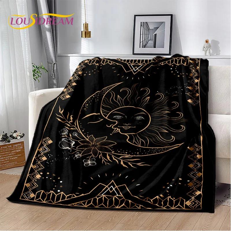 Sun Moon Mandala Magic Witchcraft Tarot Blanket,Soft Throw Blanket for Home Bedroom Bed Sofa Picnic Travel Office Cover Gift Kid