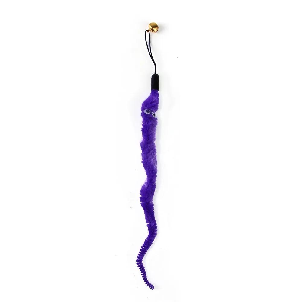 

Funny Cat Stick Toy Furry Feather with Bell Cat Stick Toy Kitten Playing Pet Accessories Worm on A String Cat Toys Interactive