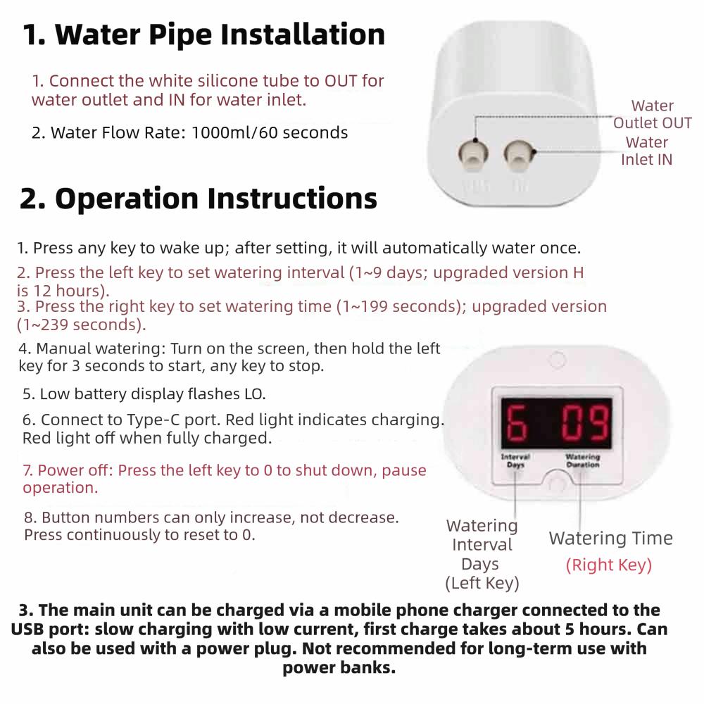 Automatic Drip Irrigation Device Adjustable Timer Waterers  Home Sprinkler
