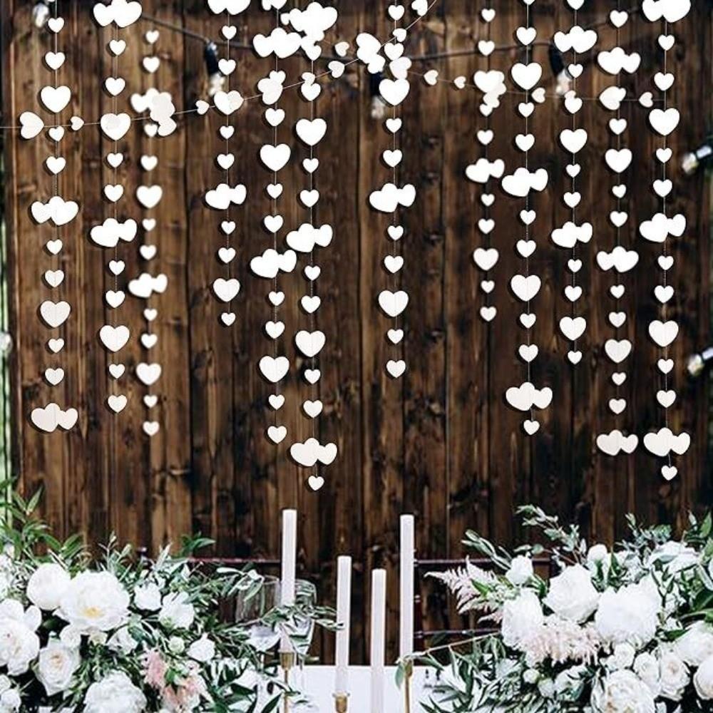 4m Hanging Love Streamer Romantic Paper Wedding Garland Reusable Glitter Love Heart Hanging Curtain Birthday Party