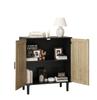 80CM Two-Door Rattan Storage Cabinet, Suitable for Living Room, Dining Room, Hallway(Black)