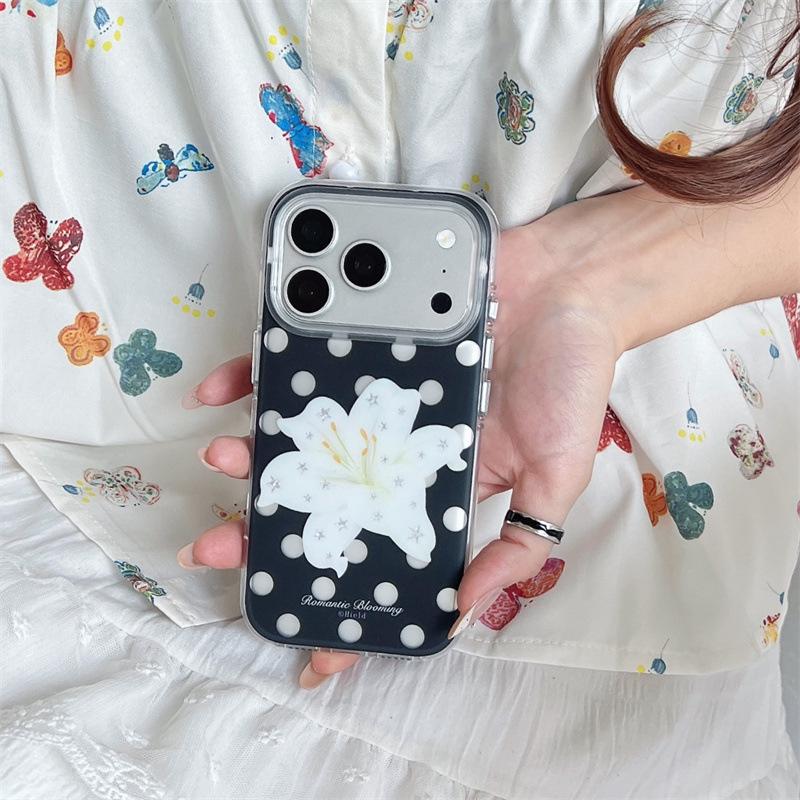 Hollow Polka Dot Star Lily Phone Case for iPhone 17, 16 Pro Max, 15, 14 - Premium Feel iPhone 17