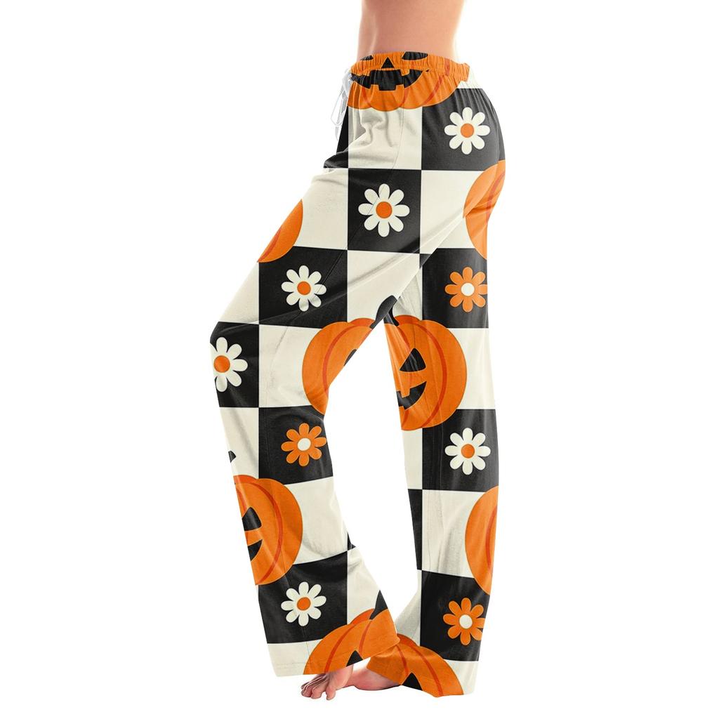 Women's Halloween Print Drawstring Pajama Pants - Soft Casual Sleep Pants with Fun Printed Pattern, Comfy Bottoms for Women, Relaxed Fit