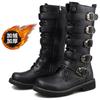 Mode Herbst Winter Gürtelschnalle Hohe Stiefel Herren Leder Motorradstiefel Mid-Calf Combat Gothic Gürtel Punk Stiefel Herrenschuhe Botas Hombre