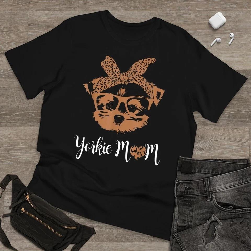 

Yorkie Mom Yorkshire Leopard Dog Lovers Mother s Day Unisex Black T-Shirt 4XL
