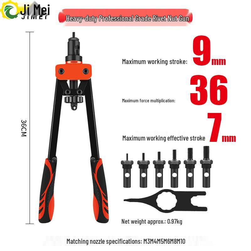 Heavy-Duty Rivet Nut Gun Kit M10 with Toolbox