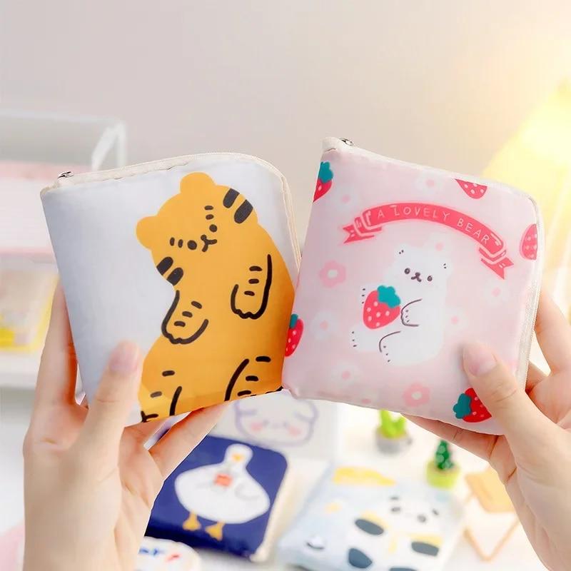 Mini-Damenbinden, Reise-Kopfhörer-Münzen-Aufbewahrungstasche, Beutel, Ausweis, Kreditkartenhalter, Kawai Cartoon, Kosmetik-Kulturbeutel, Organizer-Tasche